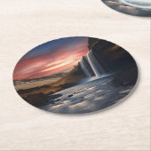 アイスランドの滝 ラウンドペーパーコースター (アングル)