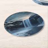 アイスランドの滝 ラウンドペーパーコースター (アングル)