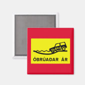 アイスランドの無橋河川、交通標識 マグネット (正面/裏面)