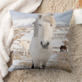 アイスランドの白いアイスランドホース クッション (ブランケット)
