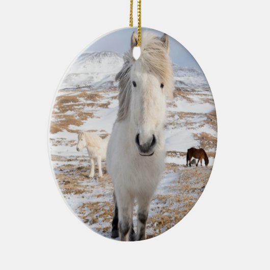 アイスランドの白いアイスランドホース セラミックオーナメント (右)
