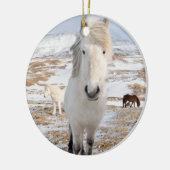 アイスランドの白いアイスランドホース セラミックオーナメント (左)