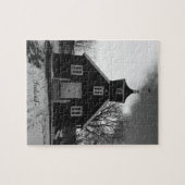 アイスランドの白黒古い教会ジグソーパズル ジグソーパズル (横)