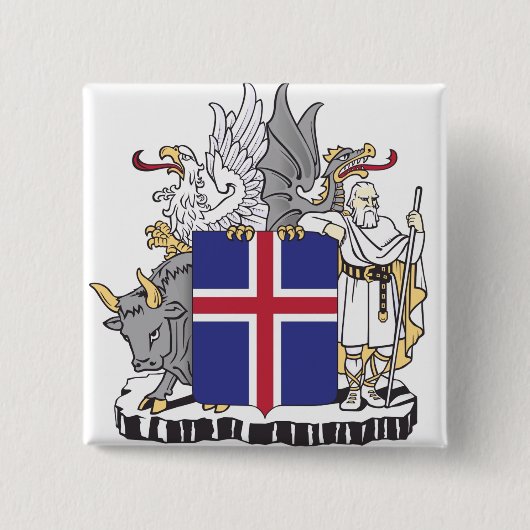 アイスランドの神話的守護者の紋章アート 缶バッジ (正面)