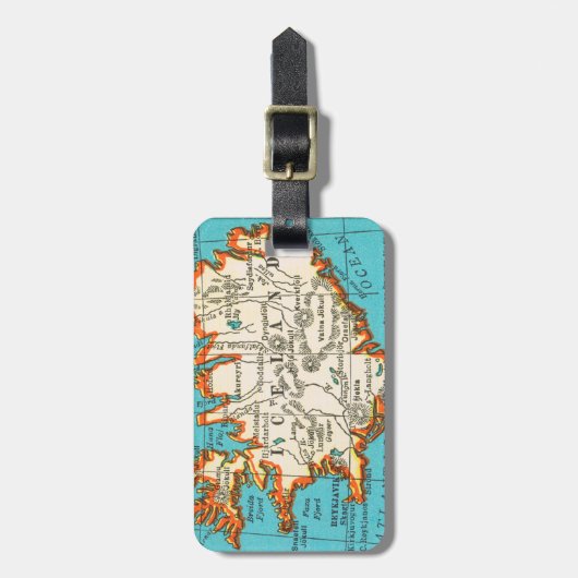 アイスランドの荷物のラベルのヴィンテージの地図 ラゲッジタグ (正面縦)