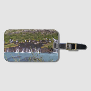 アイスランドの荷物のラベルのHraunfossarの滝 ラゲッジタグ