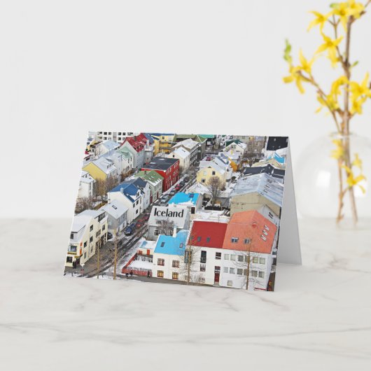 アイスランドの街並み建築 カード (黄色い花)