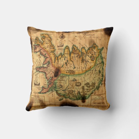 アイスランドの装飾用クッションの旧式な地図 クッション (裏面)