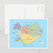 アイスランドの詳細地図 ポストカード (正面/裏面)