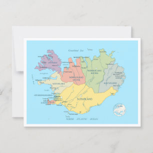 アイスランドの詳細地図 ポストカード
