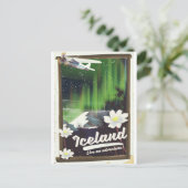 アイスランドの風景ヴィンテージスタイル旅行ポスター ポストカード (スタンド正面)