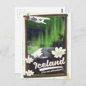 アイスランドの風景ヴィンテージスタイル旅行ポスター ポストカード (正面/裏面)