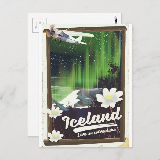 アイスランドの風景ヴィンテージスタイル旅行ポスター ポストカード (正面/裏面)