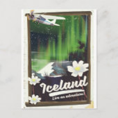 アイスランドの風景ヴィンテージスタイル旅行ポスター ポストカード (正面)
