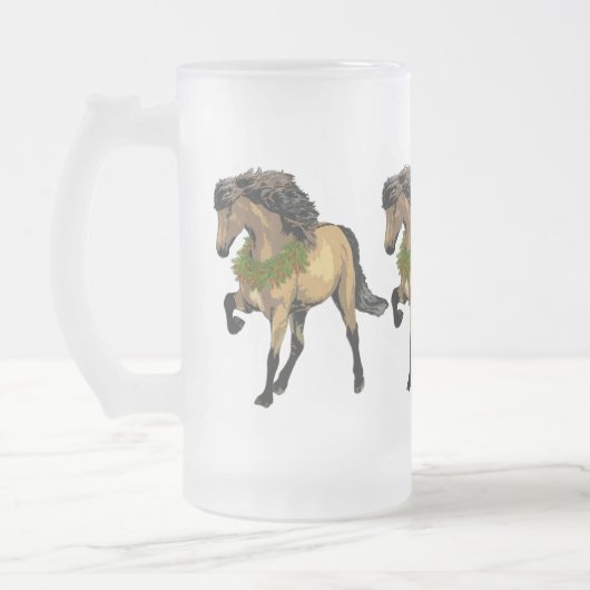 アイスランドの馬のクリスマス フロストグラスビールジョッキ (左)