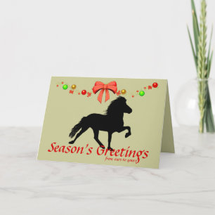 アイスランドの馬のシルエットのクリスマス シーズンカード