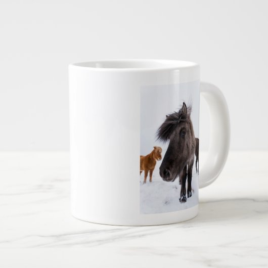 アイスランドの馬の肖像、 ジャンボコーヒーマグカップ (正面右)