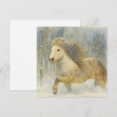 アイスランドの馬　冬の情景カード シーズンカード (正面/裏面)