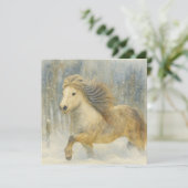 アイスランドの馬　冬の情景カード シーズンカード (スタンド正面)