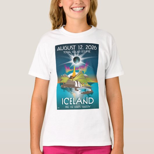 アイスランドの2026年皆既日食 - Tシャツ (正面)