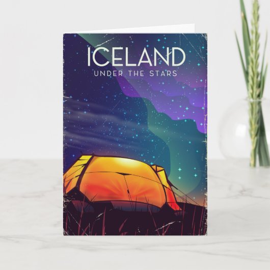 アイスランドの「星の下」ヴィンテージ旅行ポスター シーズンカード (正面)