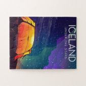 アイスランドの「星の下」ヴィンテージ旅行ポスター ジグソーパズル (横)