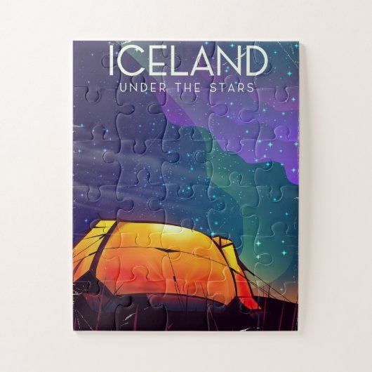 アイスランドの「星の下」ヴィンテージ旅行ポスター ジグソーパズル (縦)