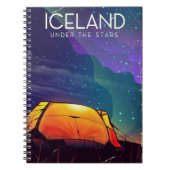 アイスランドの「星の下」ヴィンテージ旅行ポスター ノートブック (正面)