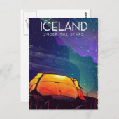 アイスランドの「星の下」ヴィンテージ旅行ポスター ポストカード (正面/裏面)