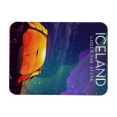 アイスランドの「星の下」ヴィンテージ旅行ポスター マグネット (横)