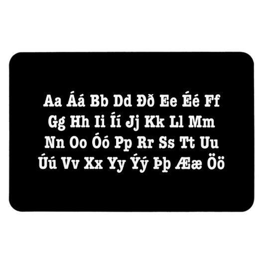 アイスランドアルファベット[イスレンスカスタフロフィオ] マグネット (横)