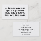 アイスランドアルファベット[イスレンスカスタフロフィオ] 名刺 (正面/裏面)