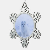 アイスランドアークティックキツネ スノーフレークピューターオーナメント (右)