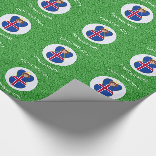 アイスランドエンジェルクリスマスパーソナライズされた国旗 ラッピングペーパー (角)