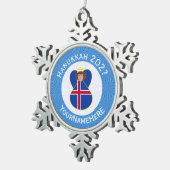 アイスランドエンジェルハヌカーパーソナライズされた国旗 スノーフレークピューターオーナメント (右)