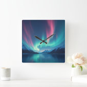 アイスランドオーロラ スクエア壁時計 (ホーム)