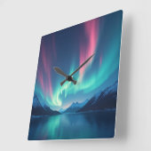 アイスランドオーロラ スクエア壁時計 (傾斜)