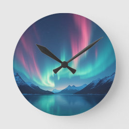 アイスランドオーロラ ラウンド壁時計