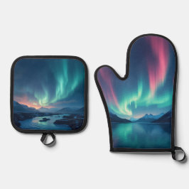 アイスランドオーロラ 鍋つかみ&鍋敷きセット