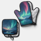 アイスランドオーロラ 鍋つかみ&鍋敷きセット (正面/裏面)