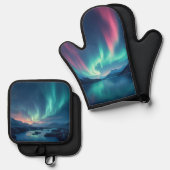 アイスランドオーロラ 鍋つかみ&鍋敷きセット (正面/裏面)