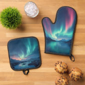 アイスランドオーロラ 鍋つかみ&鍋敷きセット (トップダウン)