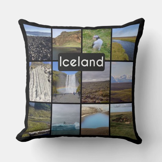 アイスランドサマーランドスケープコラージュ クッション (正面)