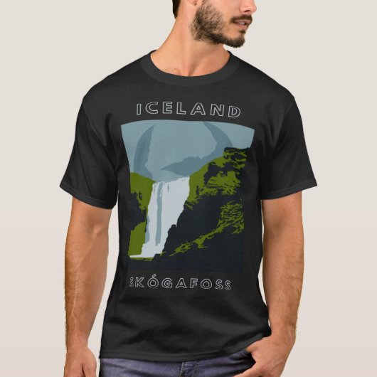 アイスランドスコガフォスウォーターフォールトラベル Tシャツ (正面)
