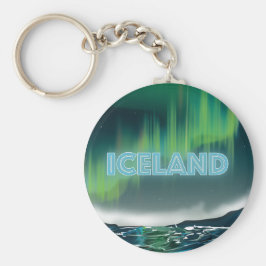 アイスランドノーザンライトトラベルアート キーホルダー
