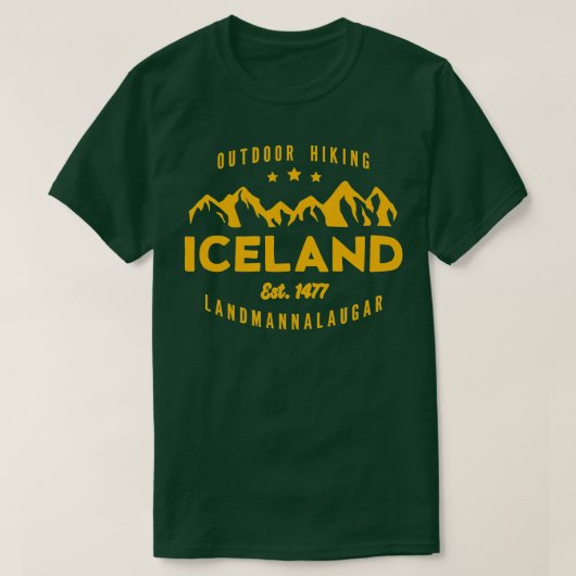 アイスランドハイキングLANDMANNALAUGARエスト Tシャツ (デザイン正面)