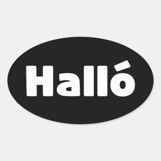 アイスランドハロ{ Hello )イスレンスカ語 楕円形シール (正面)