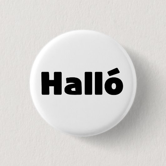 アイスランドハロ{ Hello )イスレンスカ語 缶バッジ (正面)