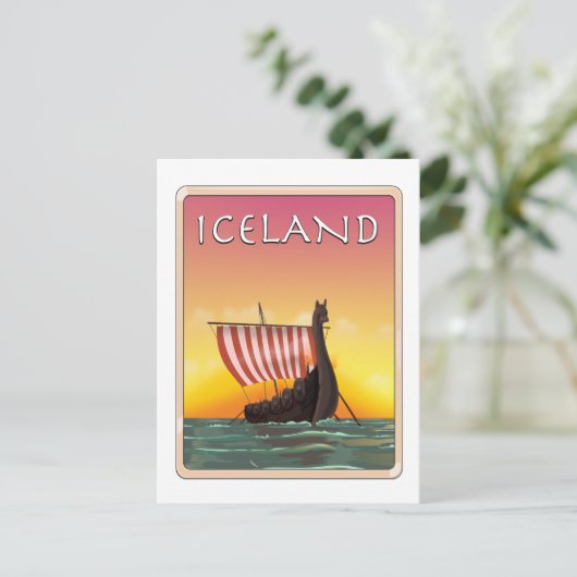 アイスランドバイキング旅行ポスター ポストカード (スタンド正面)