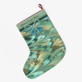 アイスランドフロークリスマスフォークアート(パーソナライズされた) ラージクリスマスストッキング (裏面 (吊り時))
